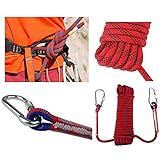 Seguridad 12mm rojo de la cuerda rápel cuerda de rescate cuerdas de paracaídas de escape cuerda de escalada al aire...