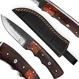 USQUARE UE-018, Cuchillo de Caza de 20,32 CM con Funda, Cuchillo de Hoja Fija, Cuchillo bushcraft de Acero 1095, Mango...