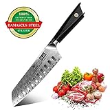 SHAN ZU Cuchillo Santoku, Cuchillo de Cocina Damasco de Acero AUS-10 de 67 Capas, Cuchillo Japones con Mango G10,...