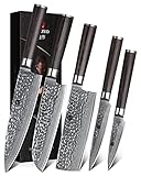 XINZUO Set Cuchillo Cocina 5 Piezas Damasco Japonés 67 Capas Profesional Cuchillo Chef 20cm Cuchillo Santoku Nakiri...