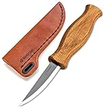 BeaverCraft, Cuchillo Sloyd C4s de 8cm - Cuchillo Sloyd para Tallar Madera con Funda de Cuero para Tallar y Desbastar...