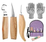 Juego de herramientas 6 en 1 para tallar madera para principiantes, incluye cuchillo Whittling, cuchillo de tallar,...