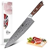 XINZUO 25.5cm Cuchillo chef Alto carbono Damasco Acero Profesional Japon Cuchillo cocinero Gyuto VG10 Acero con...