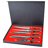 YARENH Set Cuchillos Cocina 5 Piezas,Juego de Cuchillos de Cocina Profesional de Acero Damasco Japones,Mango de Madera...