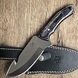 Hobby Hut HH-GH1 - Cuchillo de Caza Hecho a Mano de Acero Inoxidable 420C con Gancho de Garra, Funda de Cuero, Mango de...